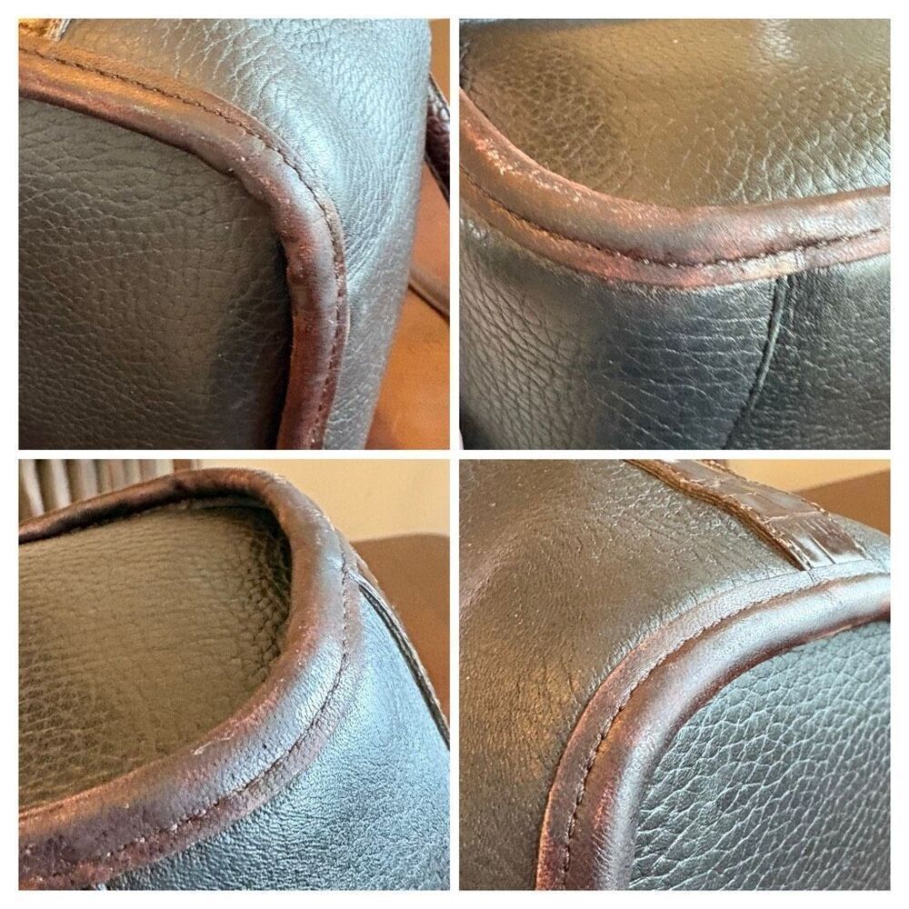 BRIGHTON 🎉2X HP🎉 Vintage Brown & Black Bucket Shoulder Bag/Croc-Embossed Detail - Picture 8 of 14